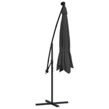 Cantilever Garden Parasol with LED Lights and Steel Pole 300 cm Anthracite