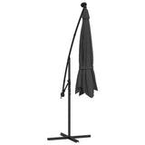 Cantilever Garden Parasol with LED Lights and Steel Pole 300 cm Anthracite - Low Angle
