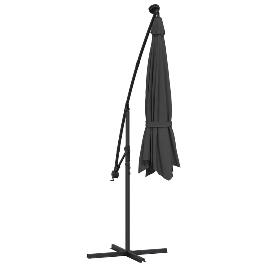 Cantilever Garden Parasol with LED Lights and Steel Pole 300 cm