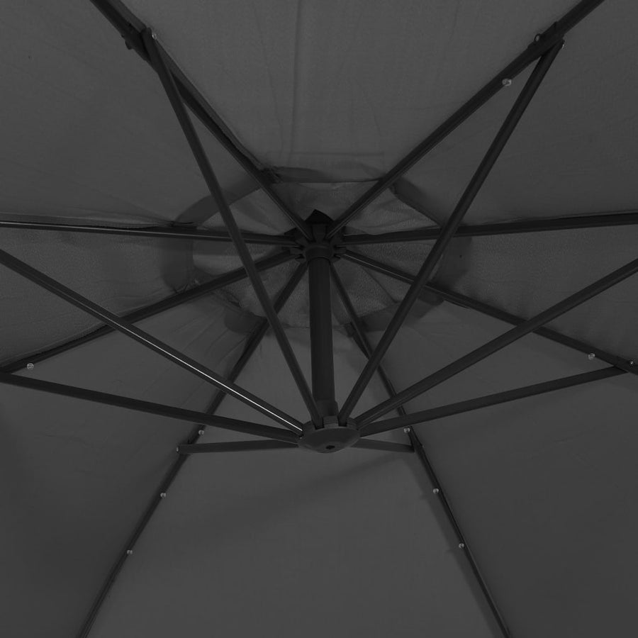 Cantilever Garden Parasol with LED Lights and Steel Pole 300 cm
