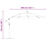 Cantilever Garden Parasol with LED Lights and Steel Pole 300 cm Taupe - Extra Image