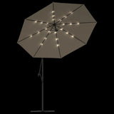Cantilever Garden Parasol with LED Lights and Steel Pole 300 cm Taupe - 45-Degree Angle