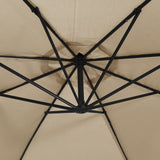 Cantilever Garden Parasol with LED Lights and Steel Pole 300 cm Taupe - Low Angle