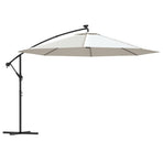 Cantilever Garden Parasol with LED Lights and Pole 350 cm Sand