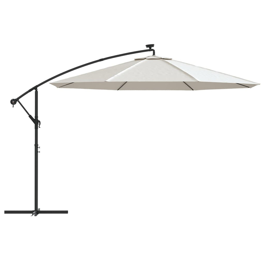 Cantilever Garden Parasol with LED Lights and Pole 350 cm Sand