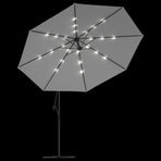 Cantilever Garden Parasol with LED Lights and Pole 350 cm Sand