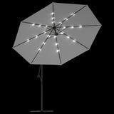 Cantilever Garden Parasol with LED Lights and Metal Pole 350 cm Sand - Rear View