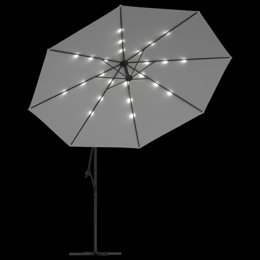 Cantilever Garden Parasol with LED Lights and Pole 350 cm Sand