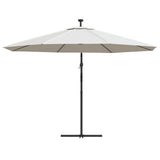 Cantilever Garden Parasol with LED Lights and Metal Pole 350 cm Sand