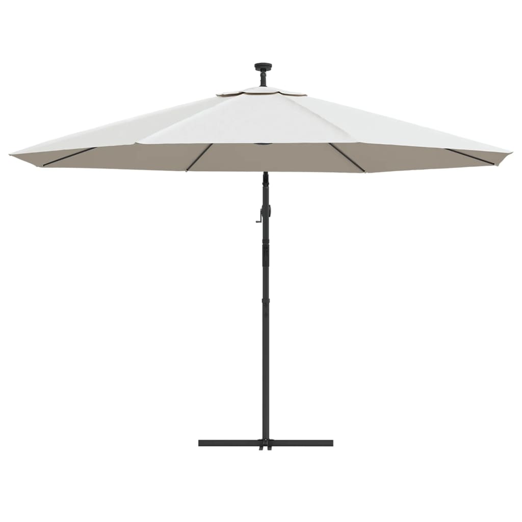 Cantilever Garden Parasol with LED Lights and Metal Pole 350 cm Sand