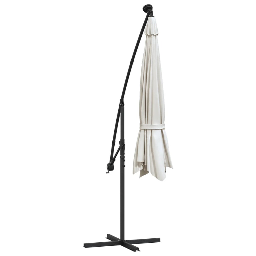 Cantilever Garden Parasol with LED Lights and Pole 350 cm Sand