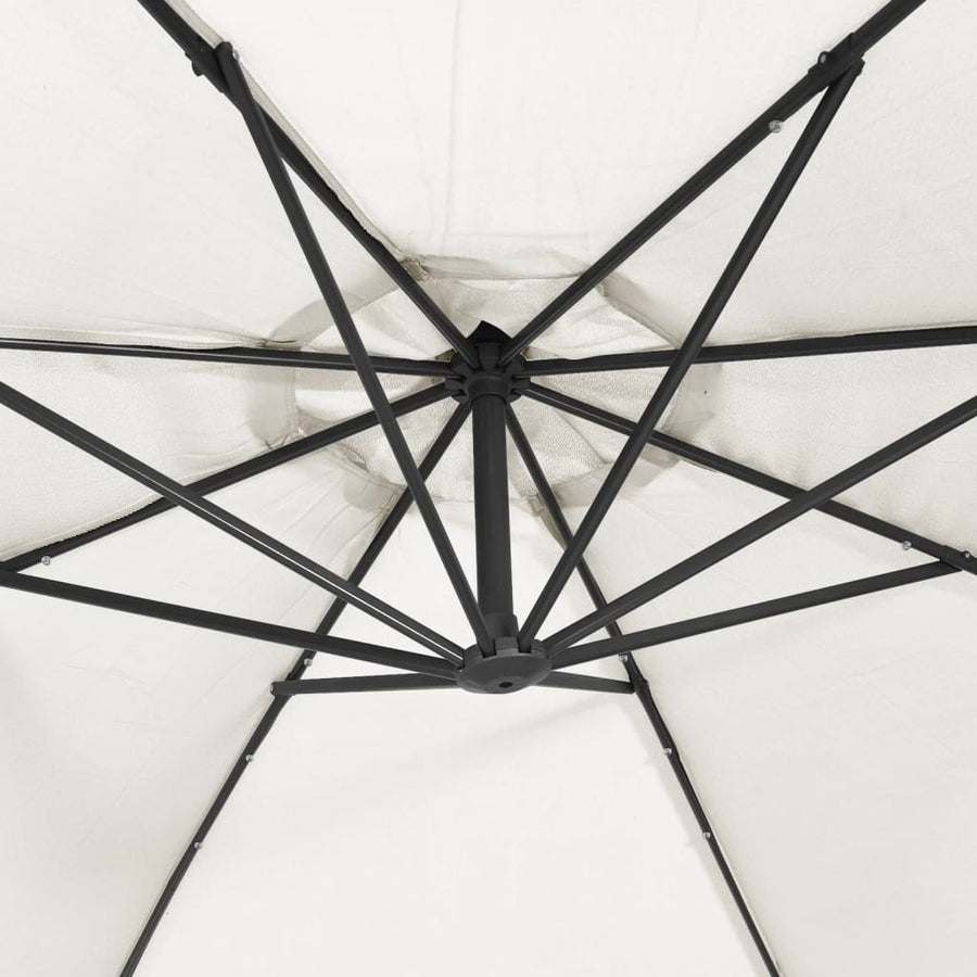 Cantilever Garden Parasol with LED Lights and Pole 350 cm Sand