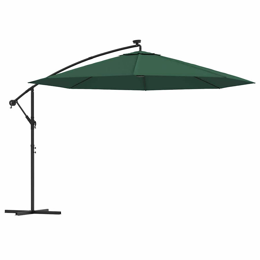 Cantilever Garden Parasol with LED Lights&Pole 350 cm Green