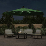 Cantilever Garden Parasol with LED Lights&Pole 350 cm Green