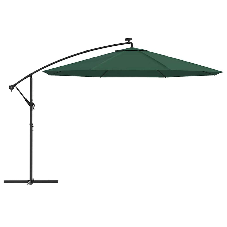 Cantilever Garden Parasol with LED Lights&Pole 350 cm Green