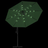 Cantilever Garden Parasol with LED Lights and Metal Pole 350 cm Green