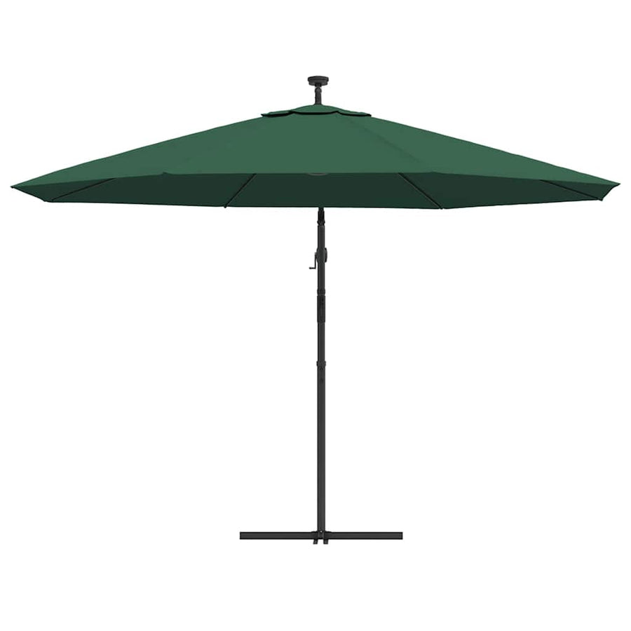 Cantilever Garden Parasol with LED Lights&Pole 350 cm Green