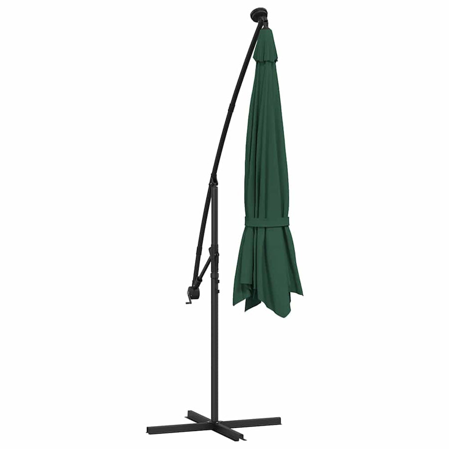 Cantilever Garden Parasol with LED Lights&Pole 350 cm Green