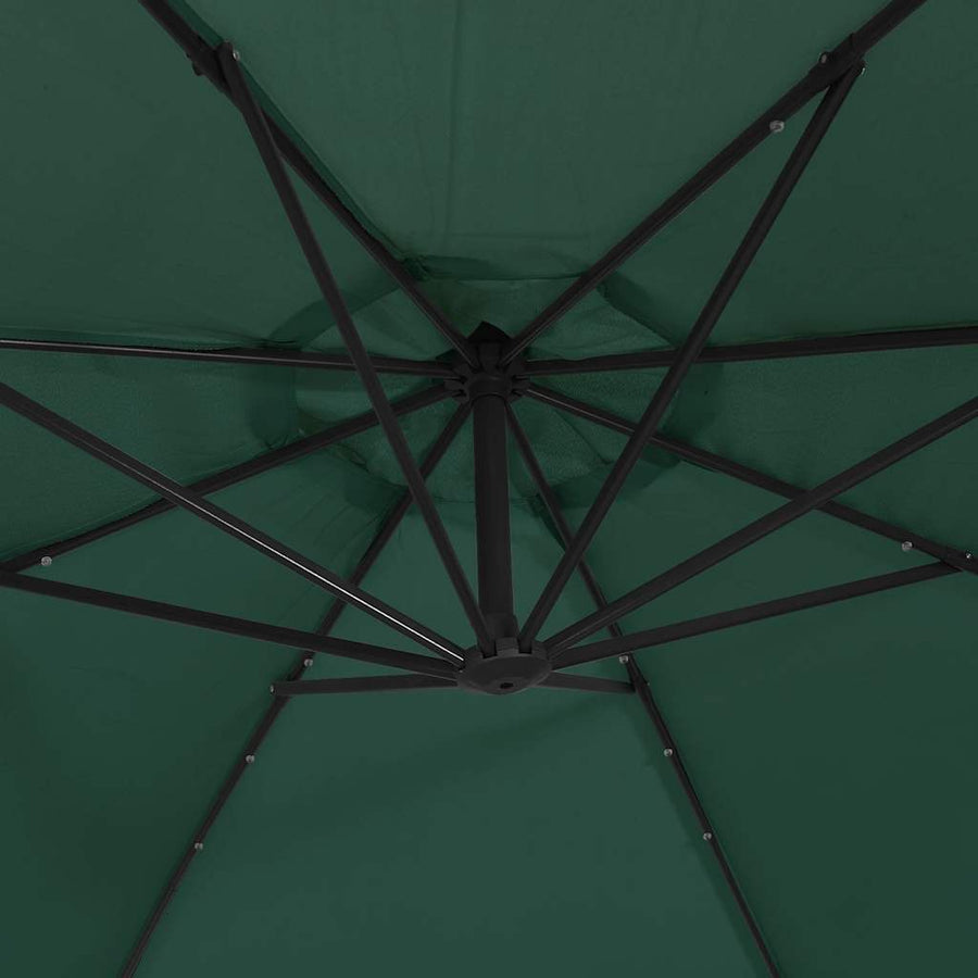 Cantilever Garden Parasol with LED Lights&Pole 350 cm Green