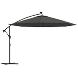 Cantilever Garden Parasol with LED Lights and Metal Pole 350 cm Anthracite