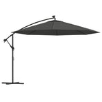 Cantilever Garden Parasol with LED Lights and Metal Pole 350 cm