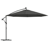 Cantilever Garden Parasol with LED Lights and Metal Pole 350 cm Anthracite - Front View