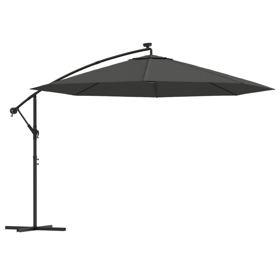 Cantilever Garden Parasol with LED Lights and Metal Pole 350 cm