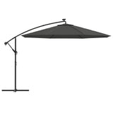 Cantilever Garden Parasol with LED Lights and Metal Pole 350 cm Anthracite - Top-Down View