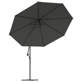 Cantilever Garden Parasol with LED Lights and Metal Pole 350 cm Anthracite - 45-Degree Angle
