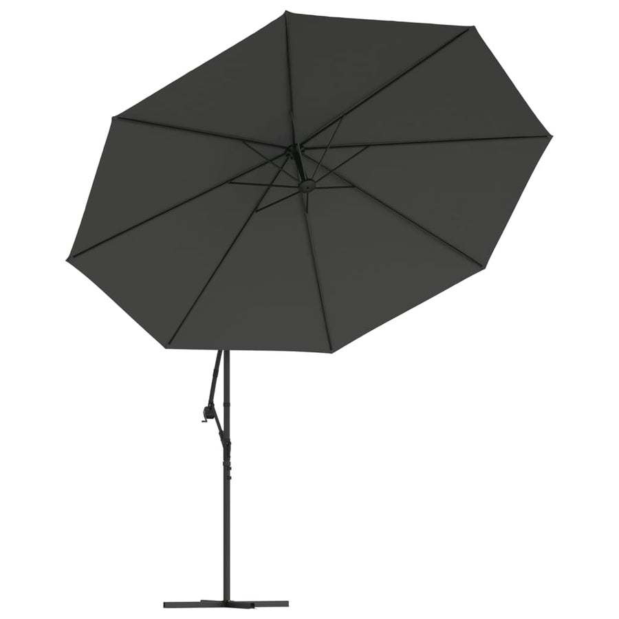 Cantilever Garden Parasol with LED Lights and Metal Pole 350 cm