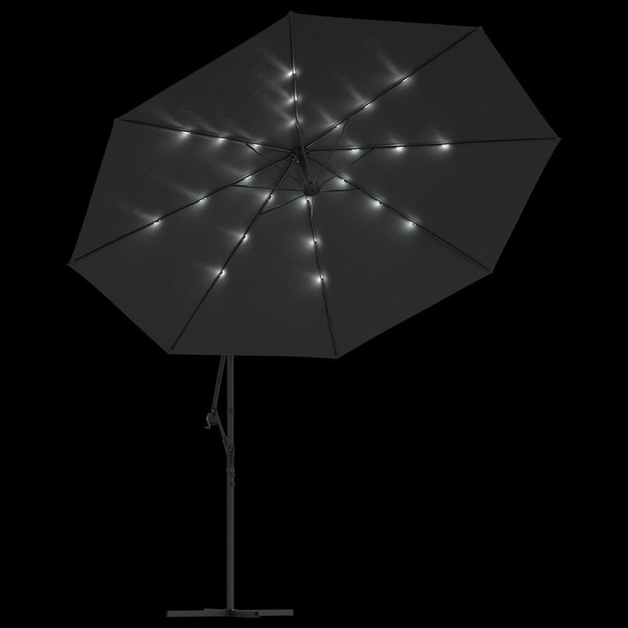 Cantilever Garden Parasol with LED Lights and Metal Pole 350 cm