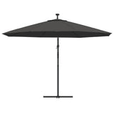 Cantilever Garden Parasol with LED Lights and Metal Pole 350 cm Anthracite
