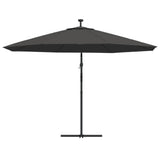 Cantilever Garden Parasol with LED Lights and Metal Pole 350 cm Anthracite - Close-Up Angle