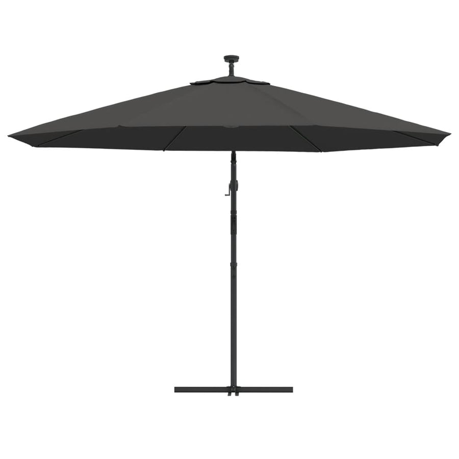 Cantilever Garden Parasol with LED Lights and Metal Pole 350 cm