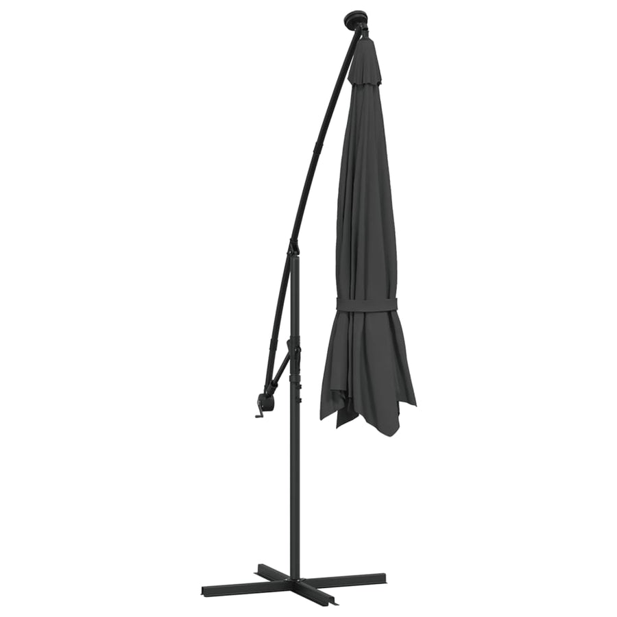 Cantilever Garden Parasol with LED Lights and Metal Pole 350 cm