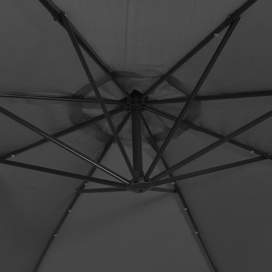 Cantilever Garden Parasol with LED Lights and Metal Pole 350 cm