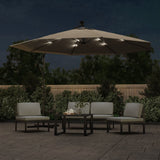 Cantilever Garden Parasol with LED Lights and Metal Pole 350 cm Taupe - Side View