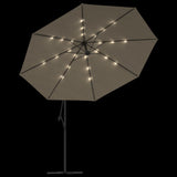 Cantilever Garden Parasol with LED Lights and Metal Pole 350 cm Taupe - Rear View