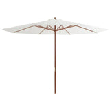 Garden Parasol with Wooden Pole 350 cm Sand White - Front View