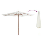 Garden Parasol with Wooden Pole 350 cm Sand White