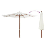 Garden Parasol with Wooden Pole 350 cm Sand White - Side View