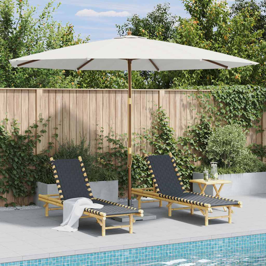 Garden Parasol with Wooden Pole 350 cm Sand White