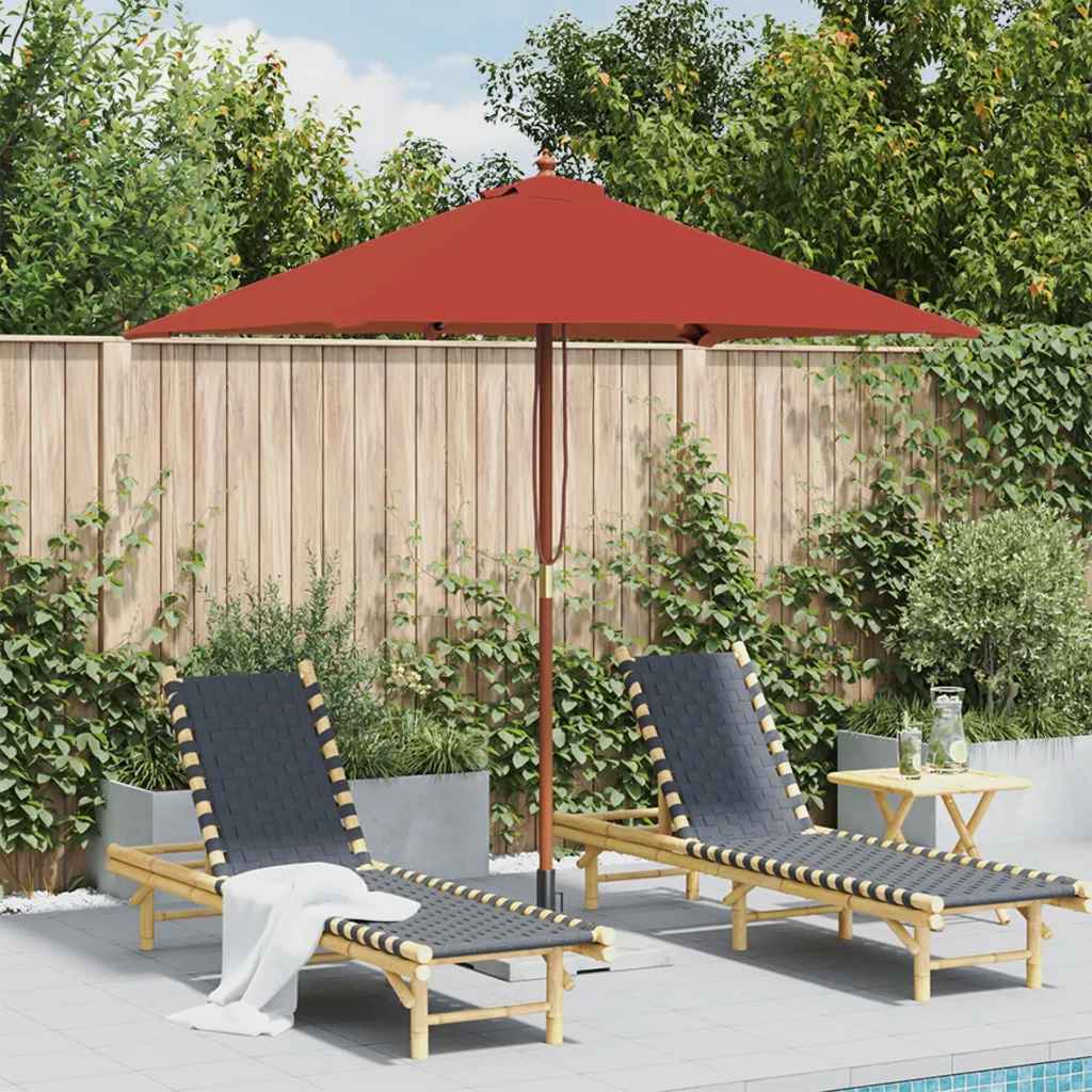 Garden Parasol with Wooden Pole 150x200 cm Terracotta