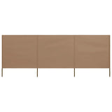 3-panel Wind Screen Fabric 400x120 cm Taupe - Side View