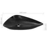 Basin Ceramic Black Triangle 645x455x115 mm - Close-Up Angle
