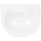 Freestanding Basin with Pedestal Ceramic White 520x440x190 mm - Rear View
