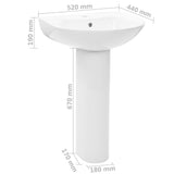 Freestanding Basin with Pedestal Ceramic White 520x440x190 mm - Close-Up Angle