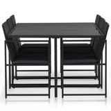 7 Piece Outdoor Dining Set with Cushions Poly Rattan Black