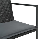 7 Piece Outdoor Dining Set with Cushions Poly Rattan Black - Top-Down View