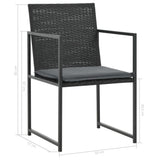 7 Piece Outdoor Dining Set with Cushions Poly Rattan Black - Close-Up Angle